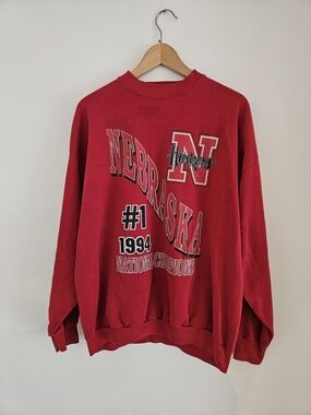 Vintage Nebraska Cornhuskers Crewneck Sweatshirt Mens Large Football Red 1994
